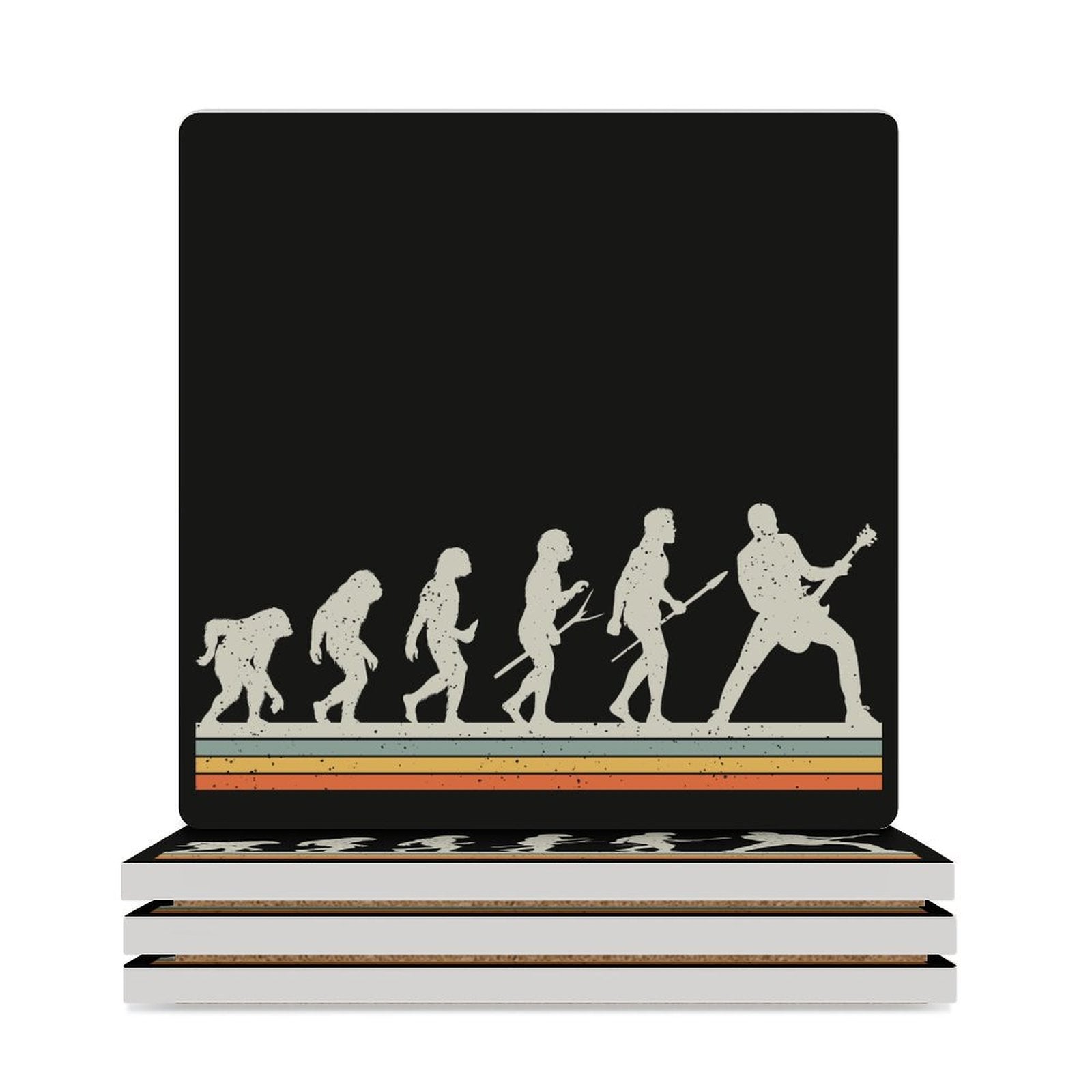 Guitarist Evolution - Ceramic Coasters (Square) white Ceramic Coasters Music Printed Offshore