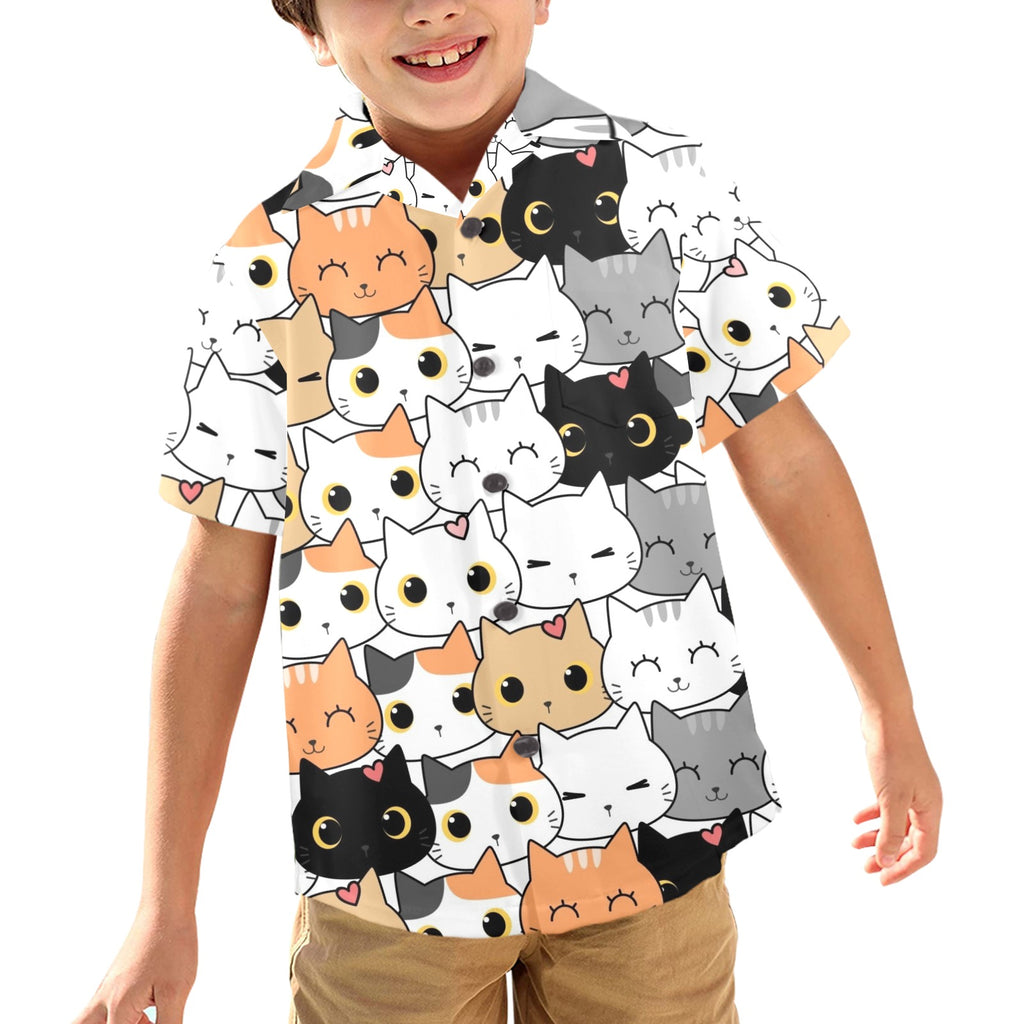 Cute Cartoon Cats - Junior Kids Hawaiian Shirt