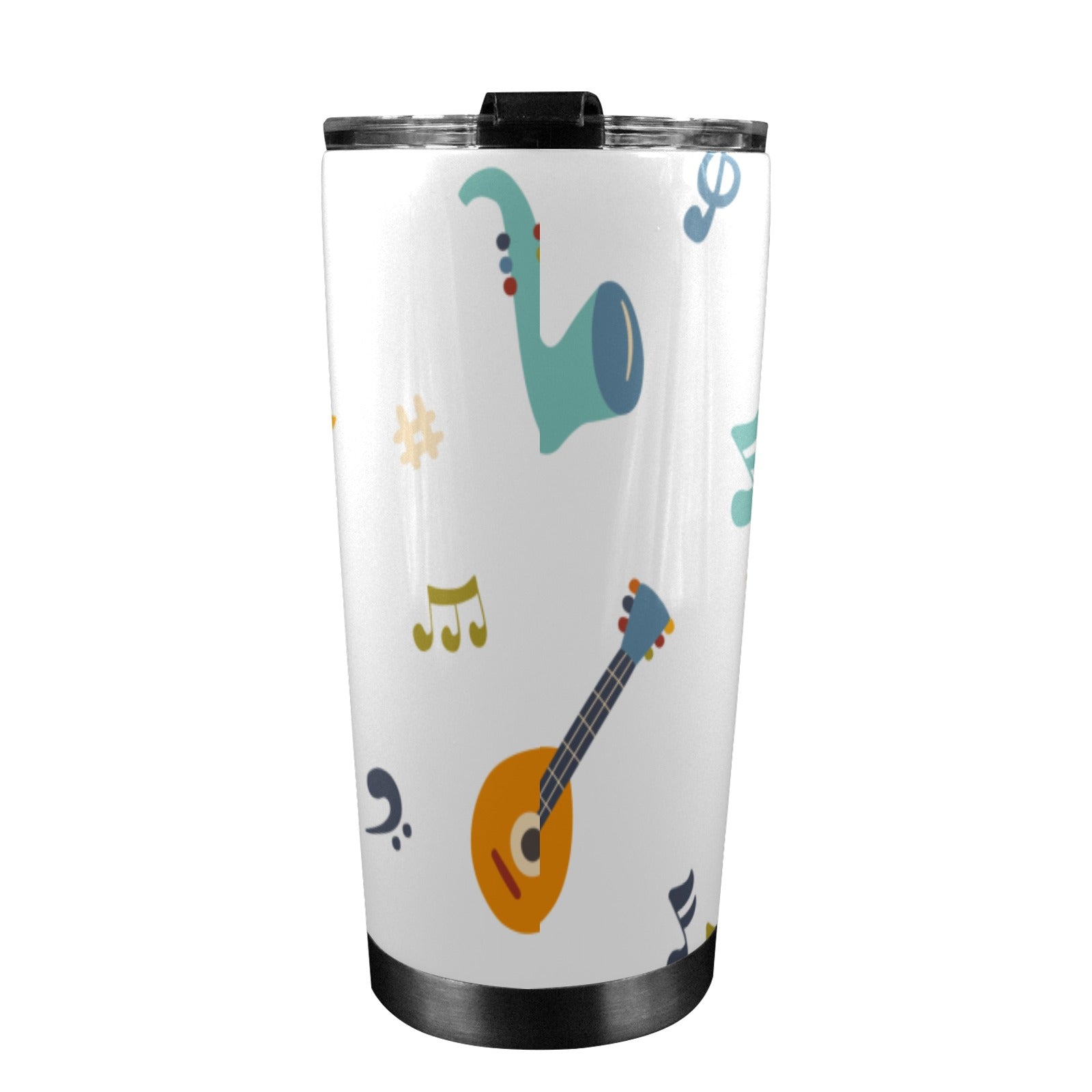 Guitar Music - 20oz Mobile Tumbler with Lid (Black Lock) 20oz Travel Mug Music Printed Offshore