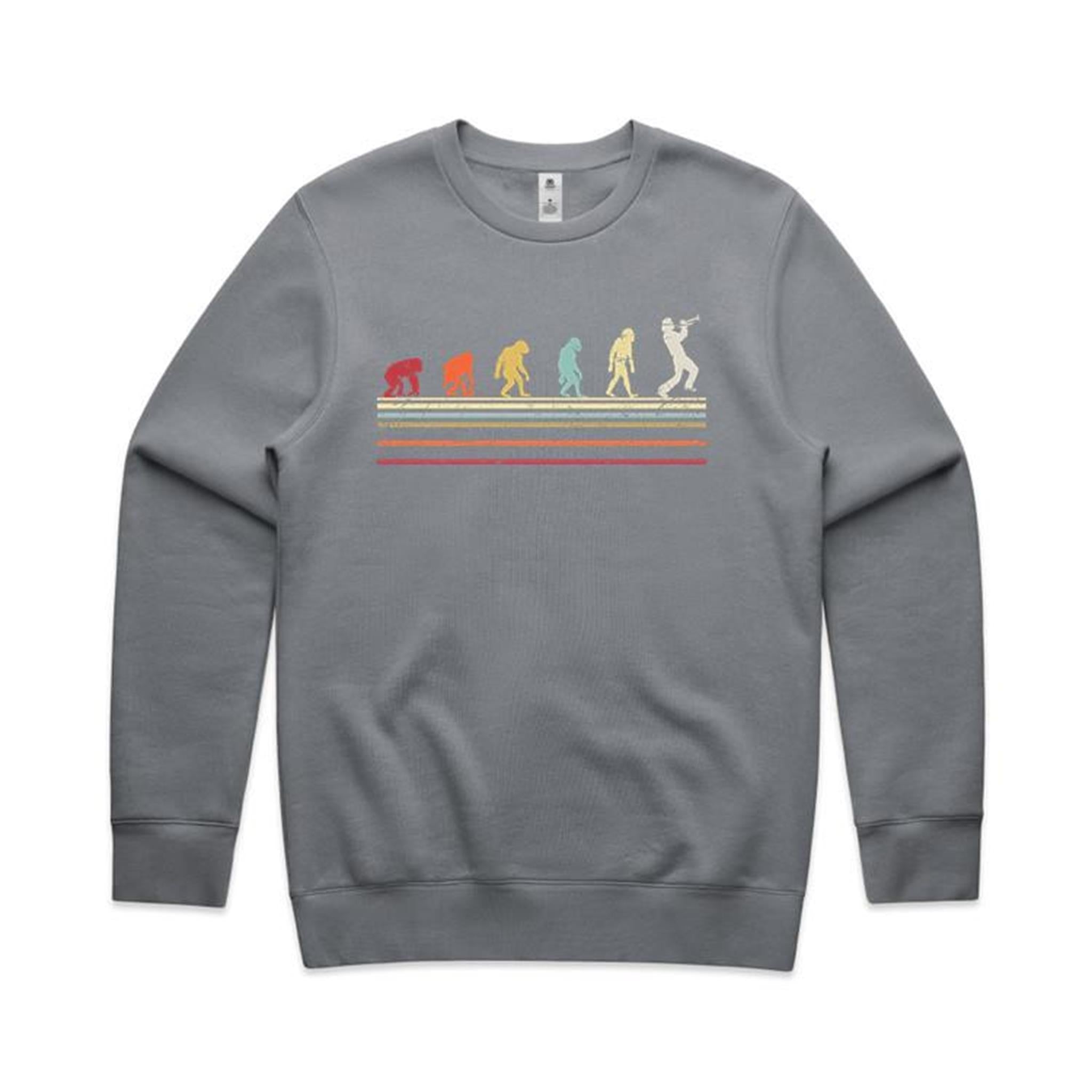 Trumpet Player Evolution - AS Colour Stencil Crew Sweatshirt Gravel Sweatshirt Music Printed In Australia