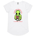 Reading Takes You To Another World, Alien - Womens Scoop Neck T-Shirt White Womens Scoop Neck T-shirt Printed In Australia Reading Sci Fi