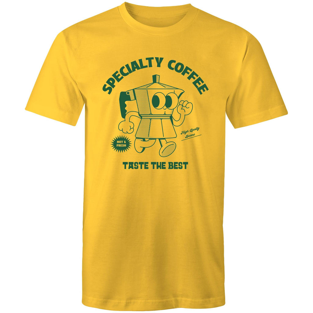 Specialty Coffee - Mens T-Shirt Yellow Mens T-shirt Coffee Printed In Australia