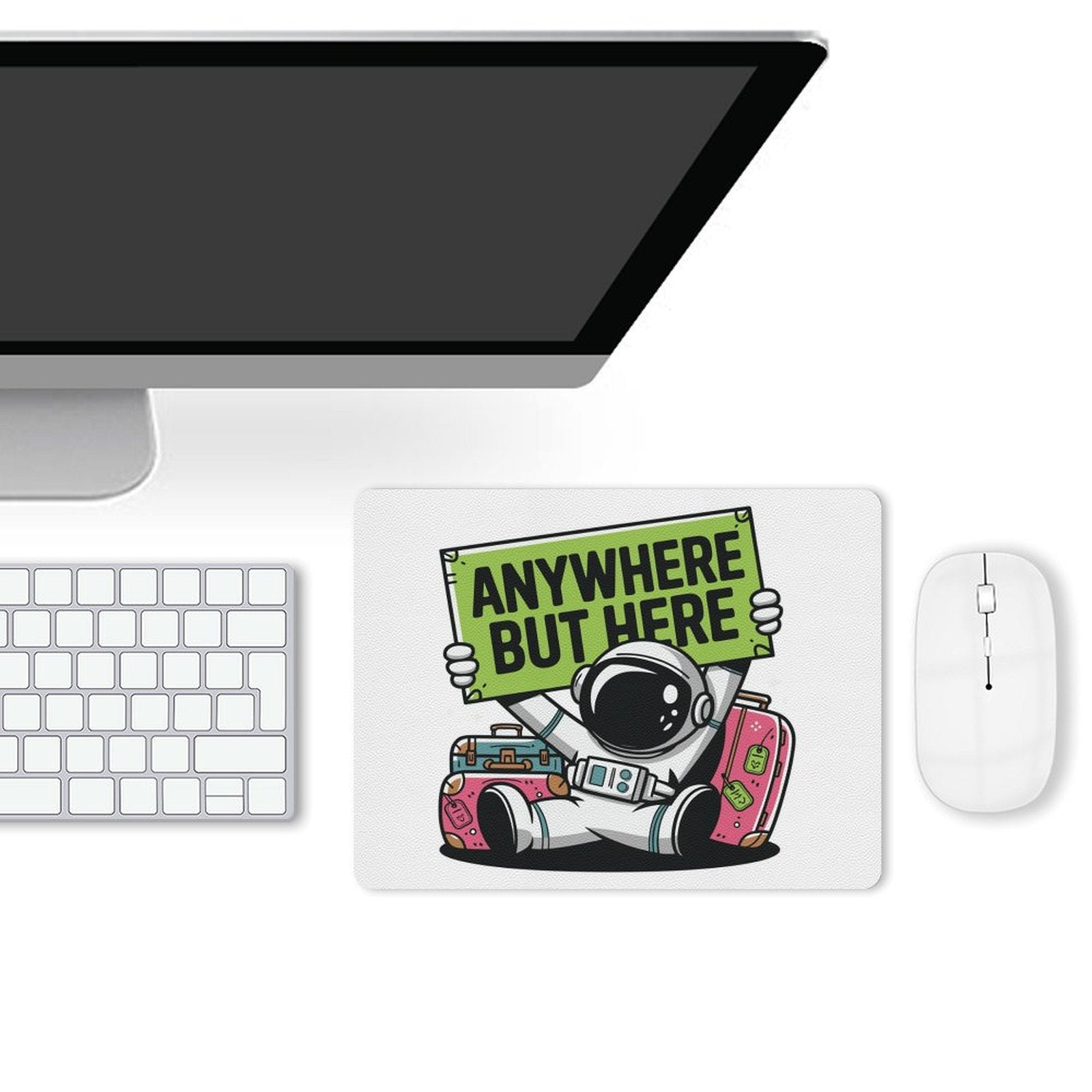 Astronaut, Anywhere But Here Leather Mouse Pad Leather Mouse Pad Printed Offshore Space