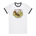 Dachshund, I've Got Friends In Low Places AS Colour Staple Ringer Tee White Black Ringer T-Shirt animal Printed In Australia