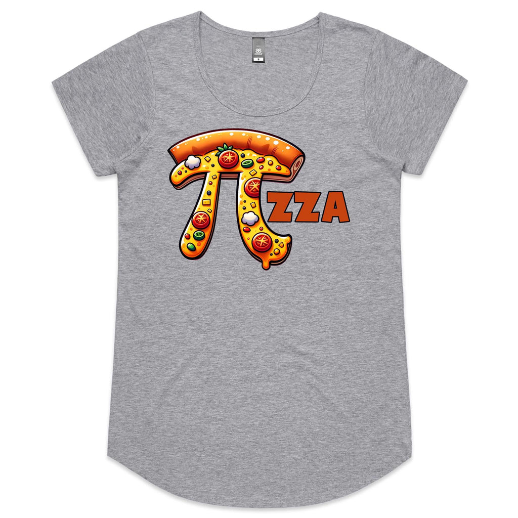 Pi Pizza - Womens Scoop Neck T-Shirt Grey Marle Womens Scoop Neck T-shirt Food Maths Printed In Australia Science