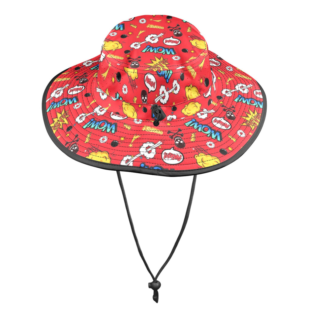 Comic Book Red Wide Brim Bucket Hat Wide Brim Bucket Hat comic Printed Offshore