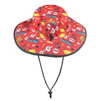 Comic Book Red Wide Brim Bucket Hat Wide Brim Bucket Hat comic Printed Offshore