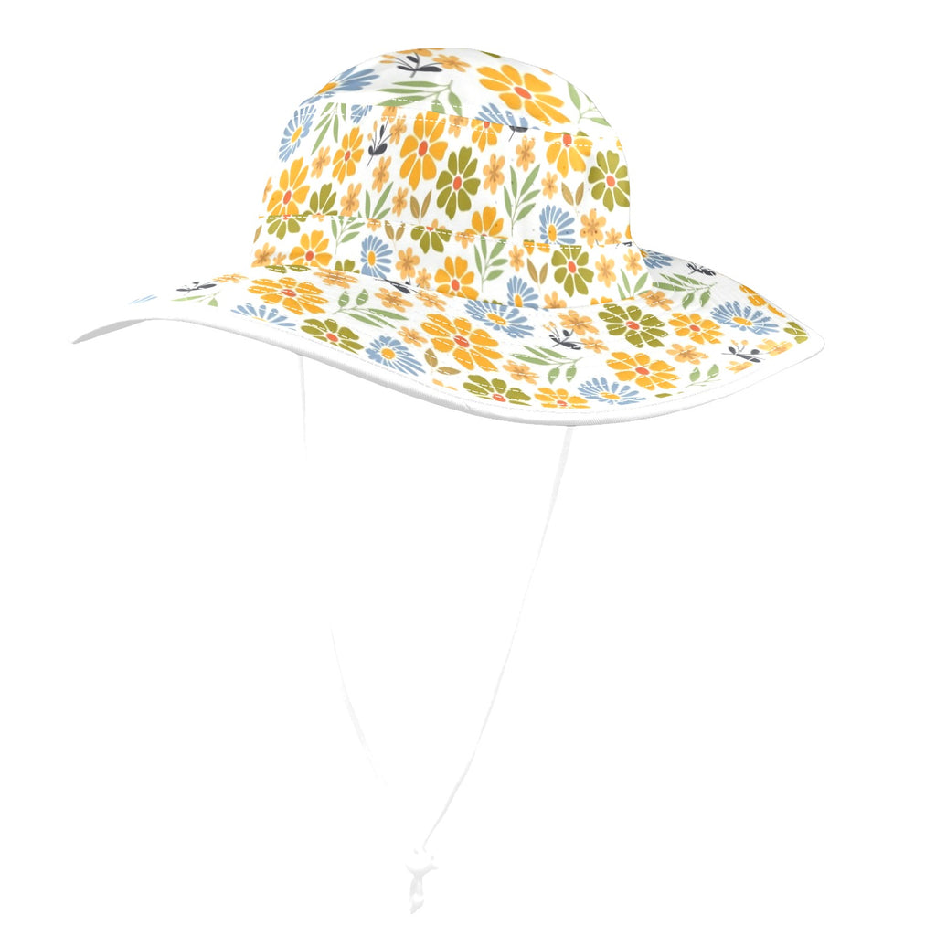 Retro Boho Flower Wide Brim Bucket Hat Wide Brim Bucket Hat Plants Printed Offshore