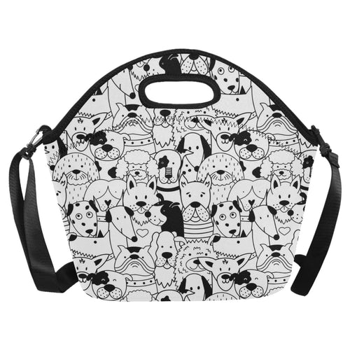 Black And White Dogs - Neoprene Lunch Bag Neoprene Lunch Bag Printed Offshore