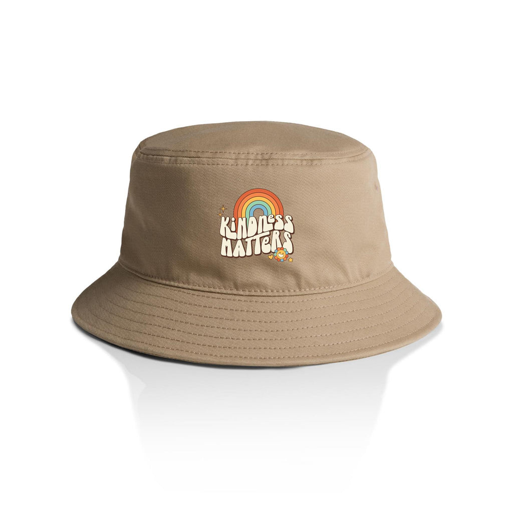 Kindness Matters - AS Colour Bucket Hat Khaki One Size As Colour Bucket Hat Kindness Printed In Australia