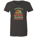 Chess And Education - Womens T-shirt Charcoal Womens T-shirt Chess Games Printed In Australia