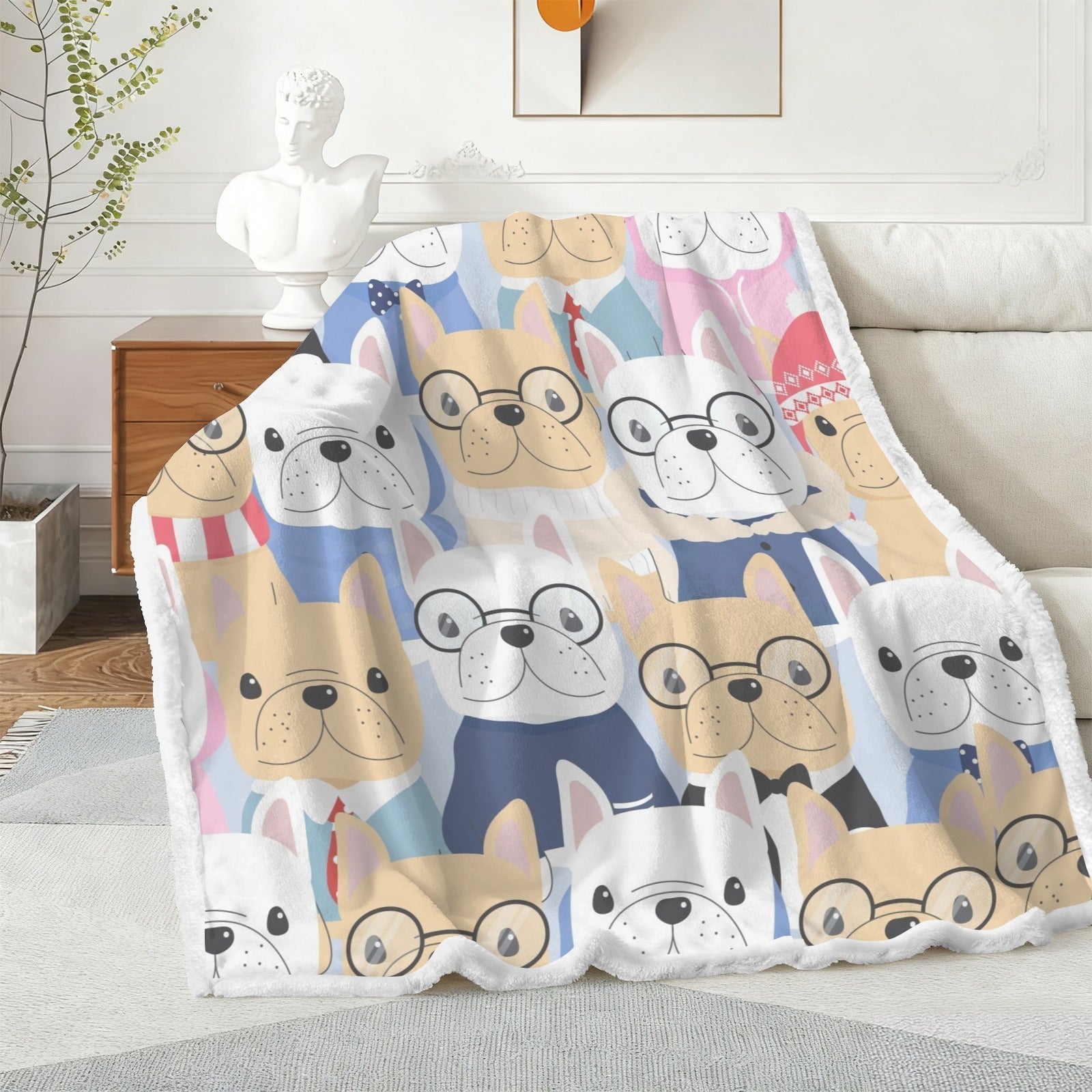 Dog Crowd - Double-Layer Fleece Blanket 51"x59"