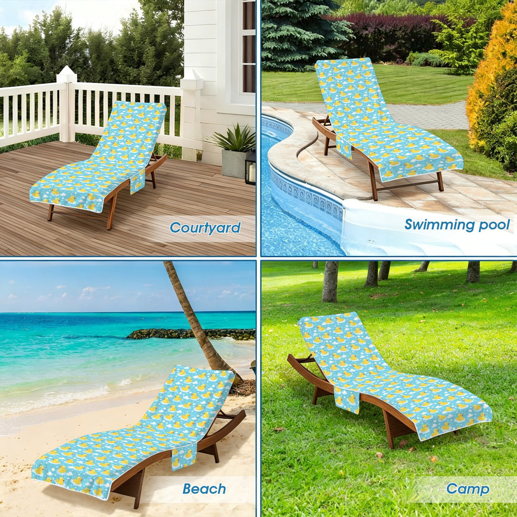 Rubber Ducks Beach Chair Towel Cover with Side Pockets