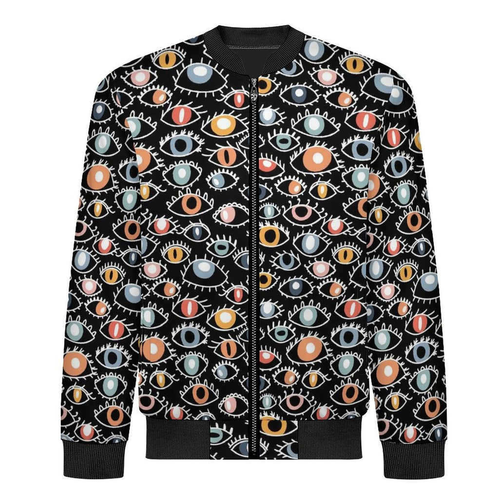Eyes On Black Men's Casual Zip‑Up Bomber Jacket