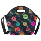 Retro Vinyl Records Neoprene Lunch Bag Neoprene Lunch Bag Music Printed Offshore Retro