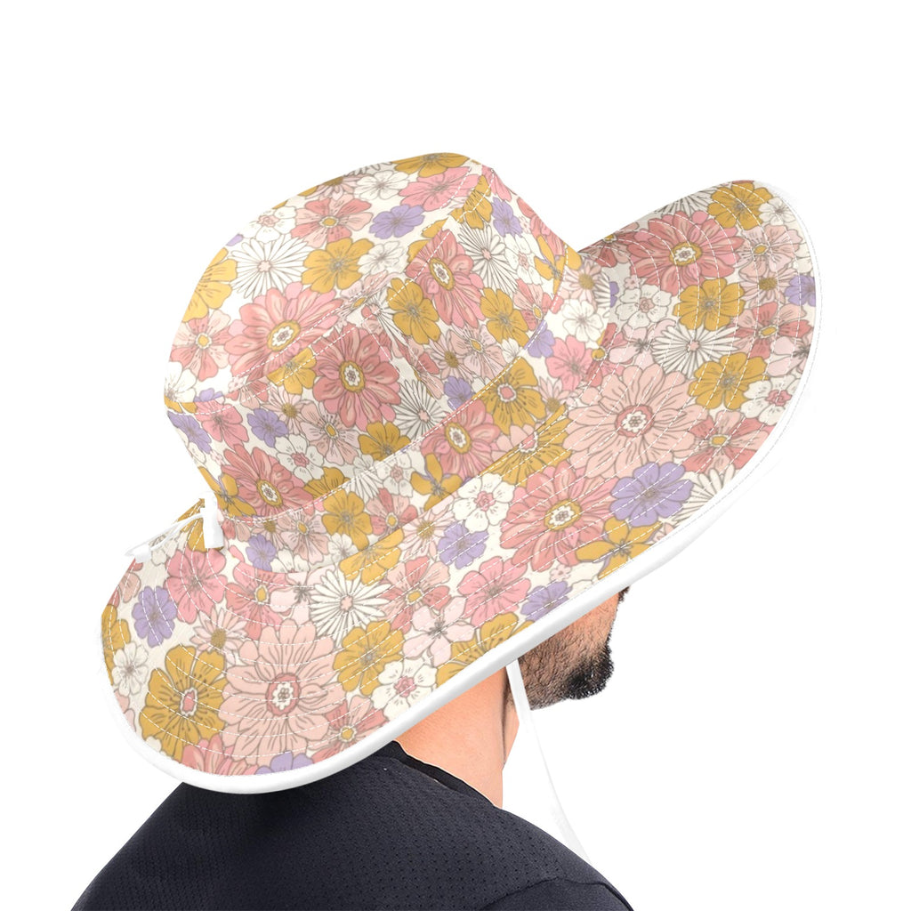 Faded Floral Wide Brim Bucket Hat Wide Brim Bucket Hat Plants Printed Offshore