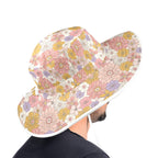Faded Floral Wide Brim Bucket Hat Wide Brim Bucket Hat Plants Printed Offshore