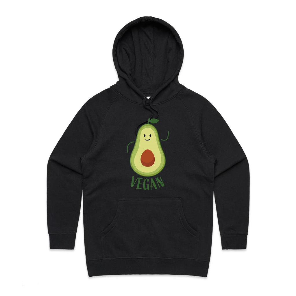 Vegan Avocado - Womens Hoodie Black Womens Hoodie Food Printed In Australia