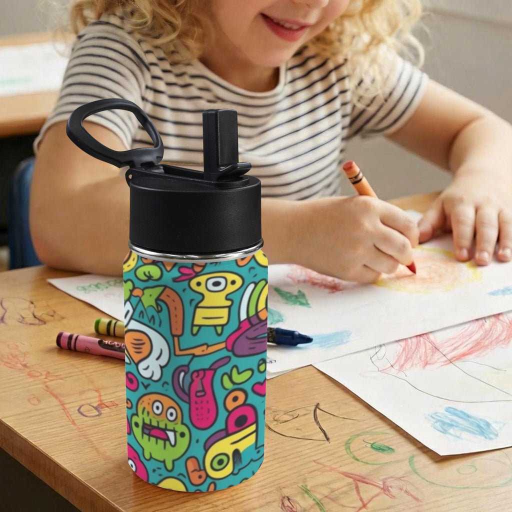 Crazy Characters 12oz Kids Water Bottle with Straw Lid