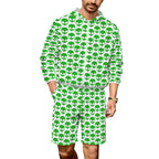 Aliens On White Men's Lightweight Sun Hoodie & Shorts Set 4XL Men's Lightweight Sun Hoodie & Shorts Printed Offshore Sci Fi