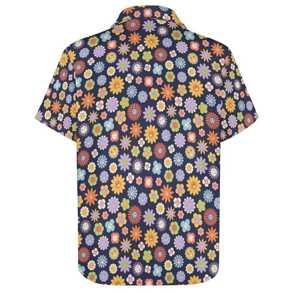 Groovy Flowers Women's Short-Sleeve Button Up Shirt