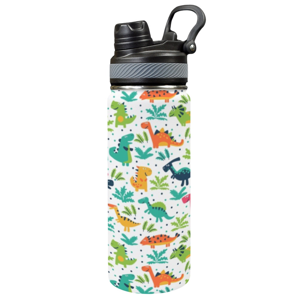 Colourful Dinosaurs - Insulated Water Bottle with Dual-Use Lid (18oz) One Size Insulated Water Bottle with Dual-Use Lid (18oz) animal Printed Offshore