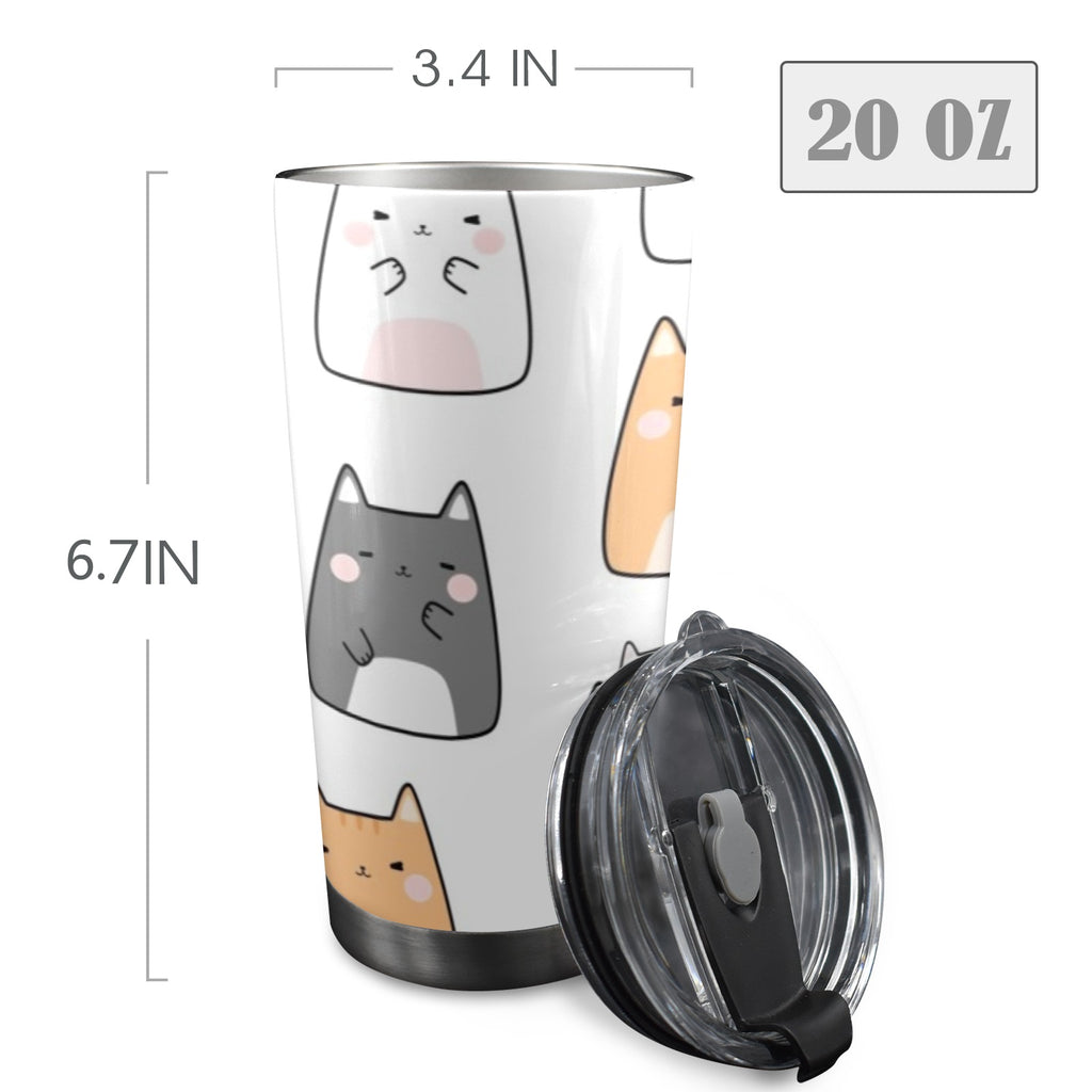 Cats - 20oz Mobile Tumbler with Lid (Black Lock) 20oz Travel Mug animal Printed Offshore
