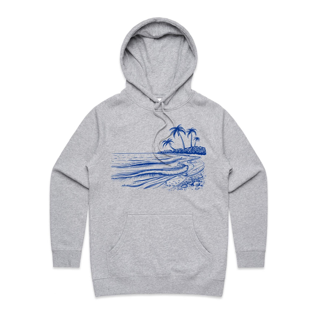 Surf Beach - Womens Hoodie Grey Marle Womens Hoodie Printed In Australia Surf