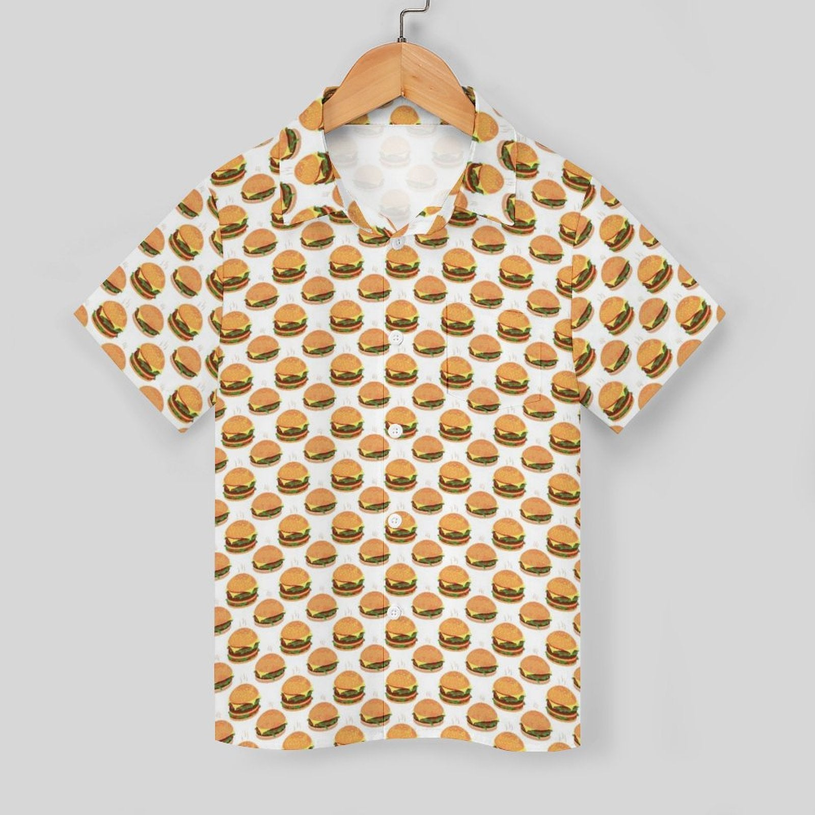 Hamburgers Kids Youth Short Sleeve Button Up Shirt