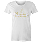 Christmas Is Better At The Beach - Womens T-shirt White Womens Christmas T-shirt Christmas Printed In Australia