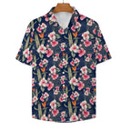 Dark Hawaiian Floral Women's Collared Pocketless Short Sleeve Shirt Women's Pocketless Short Sleeve Button Up Shirt Printed Offshore