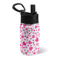 Pink Hearts On White 12oz Kids Water Bottle with Straw Lid