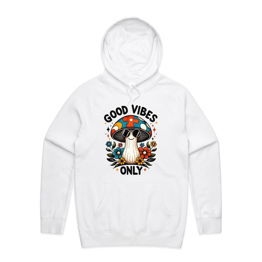 Good Vibes Only, Hippie Mushroom With Sunglasses - Mens Hoodie