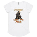 Coffee Keeps Me Alive - Womens Scoop Neck T-Shirt White Womens Scoop Neck T-shirt Coffee Printed In Australia