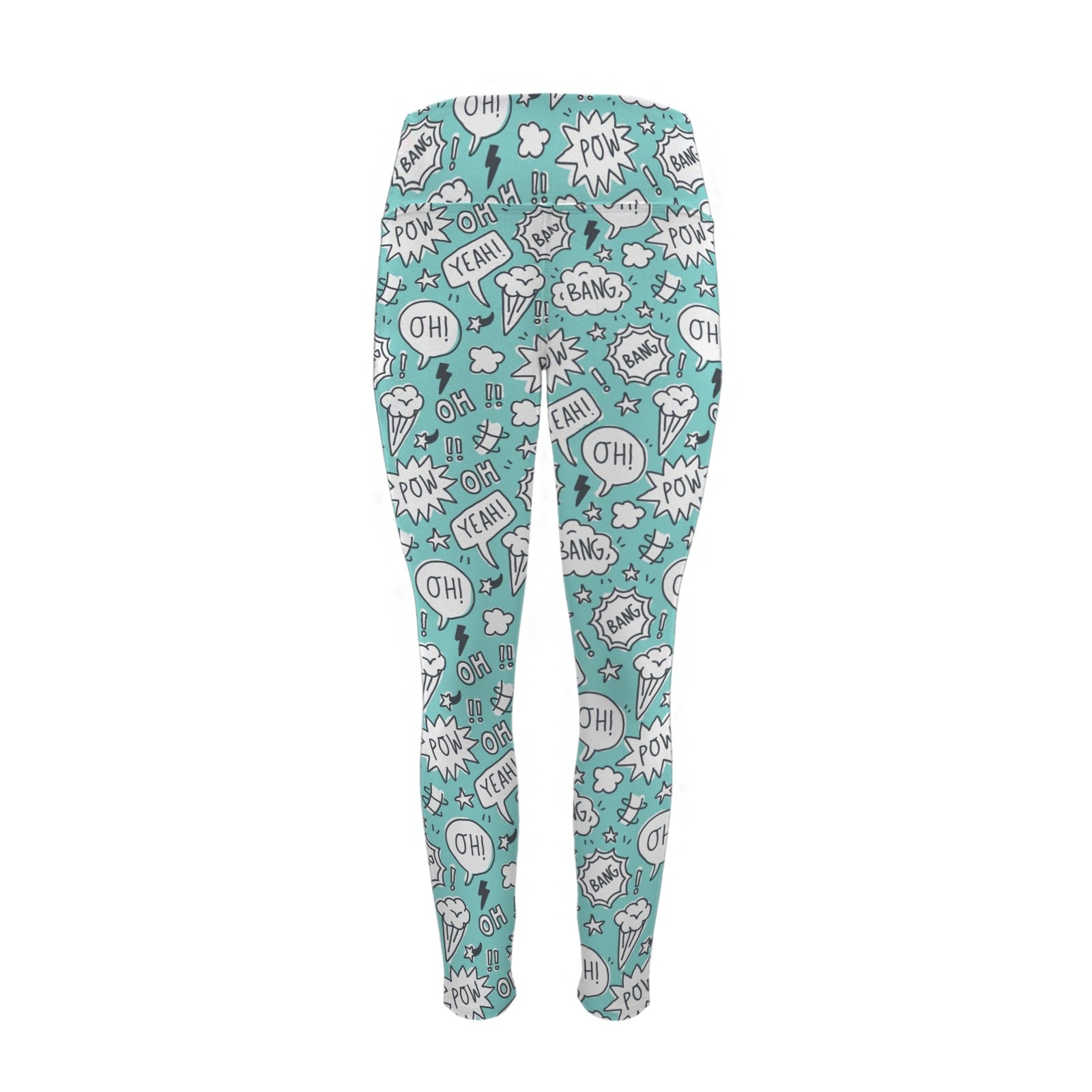 Comic Book Speech Bubbles - Women's High Waist Pockets Yoga Leggings