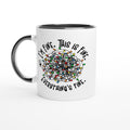 Tangled Christmas Lights, I'm Fine, This Is Fine, Everything's Fine - White 11oz Ceramic Mug with Colour Inside Ceramic Black Christmas Colour Mug Christmas Globally Fulfilled
