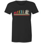 Drummer Evolution - Womens T-shirt Black Womens T-shirt Music Printed In Australia