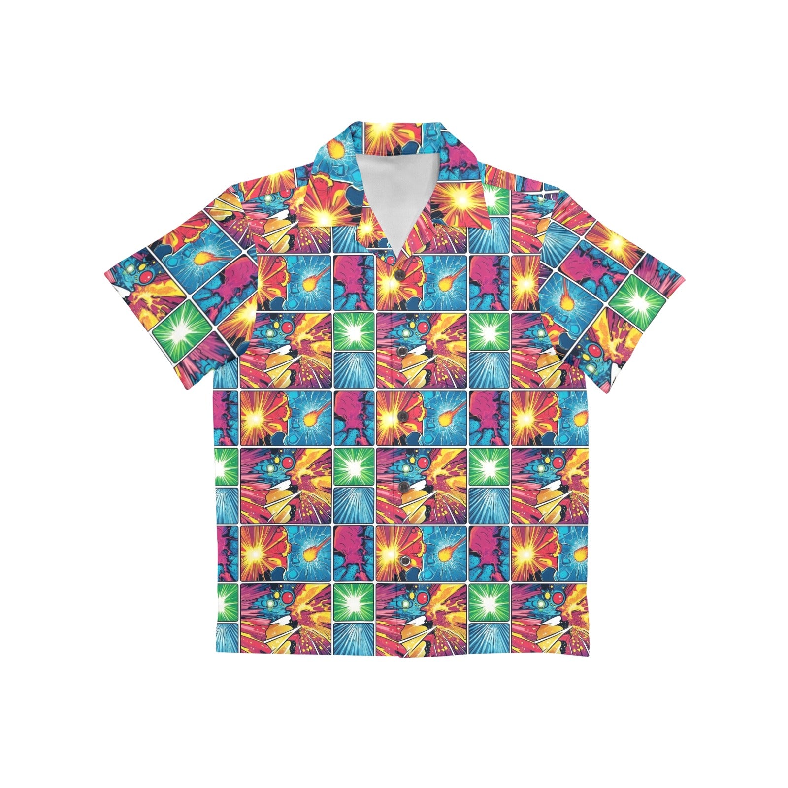 Comic Book Squares Junior Kids Hawaiian Shirt