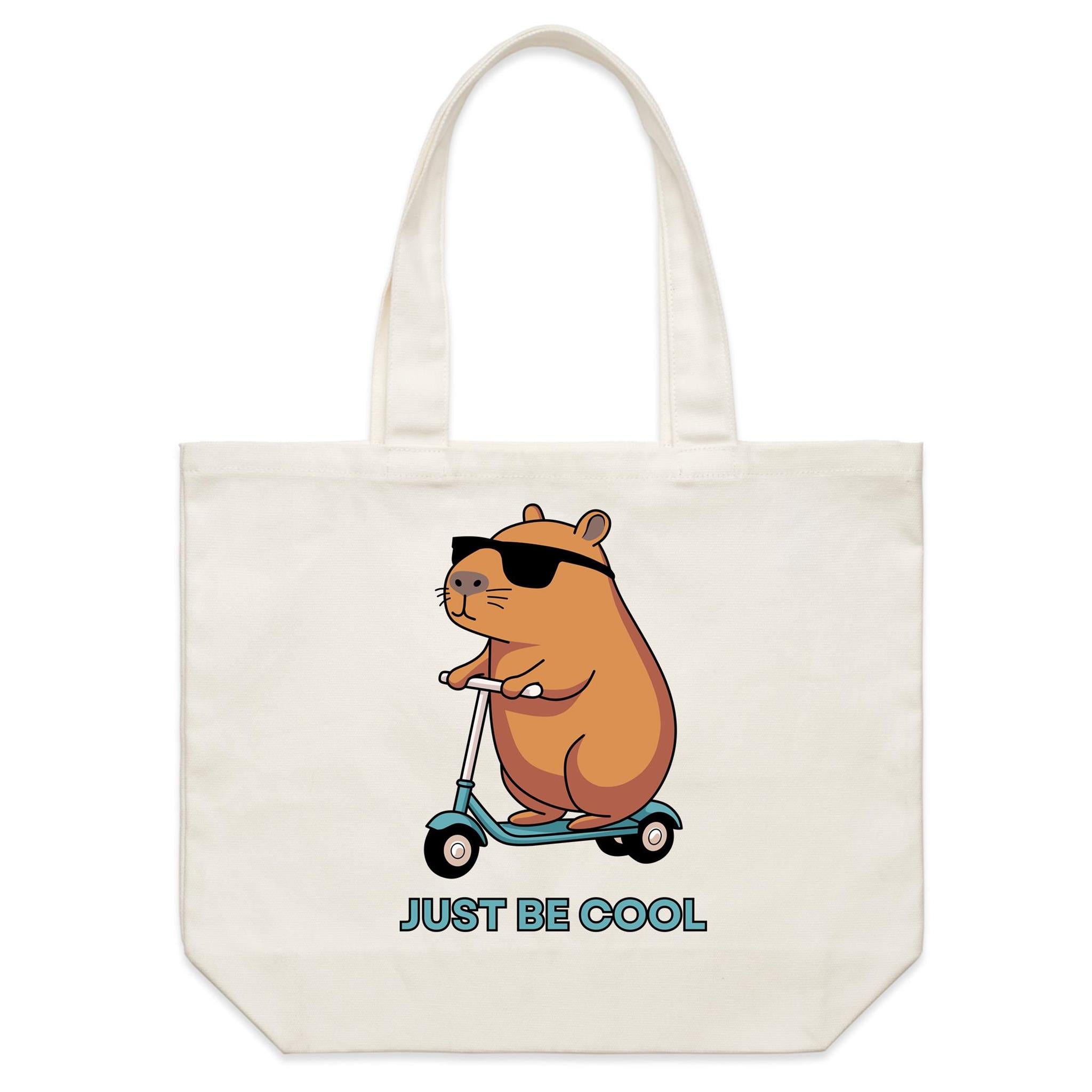 Just Be Cool, Capybara - Shoulder Canvas Tote Bag Default Title Large Tote Bag animal Printed In Australia
