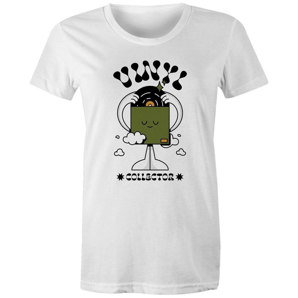 Vinyl Collector, Records - Womens T-shirt White Womens T-shirt Music Printed In Australia Retro