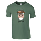 Personalised - Coffee Characters - Classic Unisex Crewneck T-shirt Military Green Personalised T-shirt Coffee Customise Globally Fulfilled Personalise
