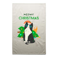 Meowy Christmas - AS Colour Tea Towel Cream One Size Christmas Tea Towel Christmas Printed In Australia