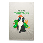 Meowy Christmas - AS Colour Tea Towel Cream One Size Christmas Tea Towel Christmas Printed In Australia