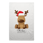 Oh Deer, Christmas Is Here, Reindeer - AS Colour Tea Towel White One Size Christmas Tea Towel Christmas Printed In Australia