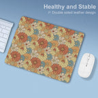 Vintage Retro Floral Leather Mouse Pad Leather Mouse Pad Plants Printed Offshore Retro