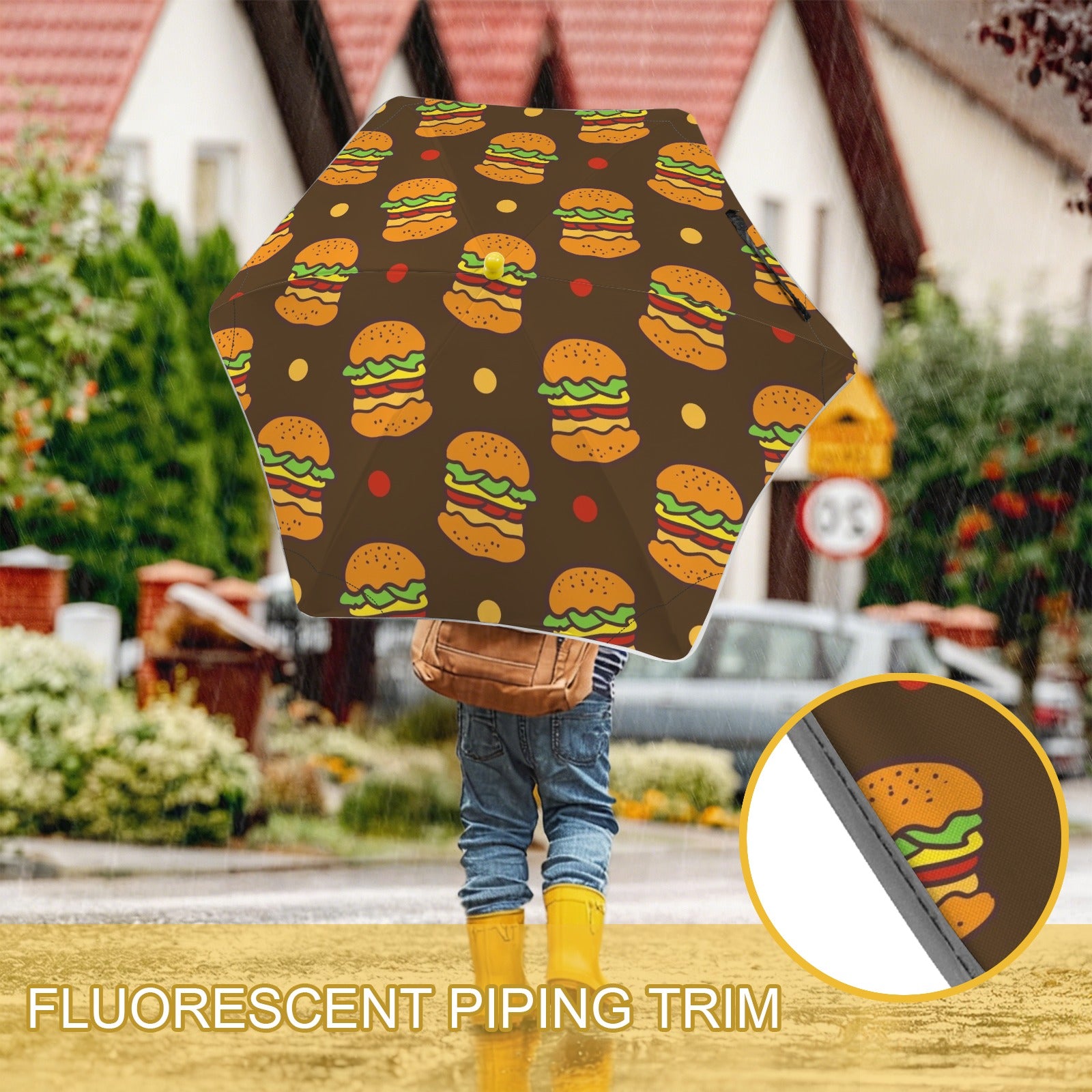 Burgers Kids Safe Round Corner Umbrella Kids Safe Round Corner Umbrella Food Printed Offshore