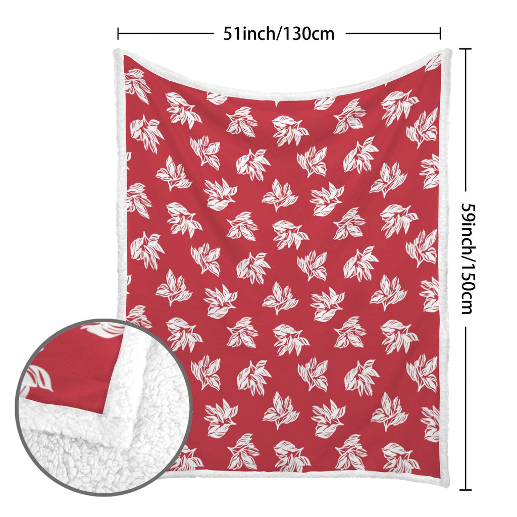 Red Retro Foliage - Double-Layer Fleece Blanket 51"x59"