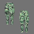 Jungle Leaves Women's High Waist Pocket Capri Yoga Leggings Women's High Waist Capri Yoga Leggings Plants Printed Offshore