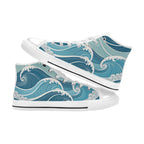 Ocean Waves Kids High Top Canvas Shoes Kids High Top Canvas Shoes Printed Offshore Summer Surf