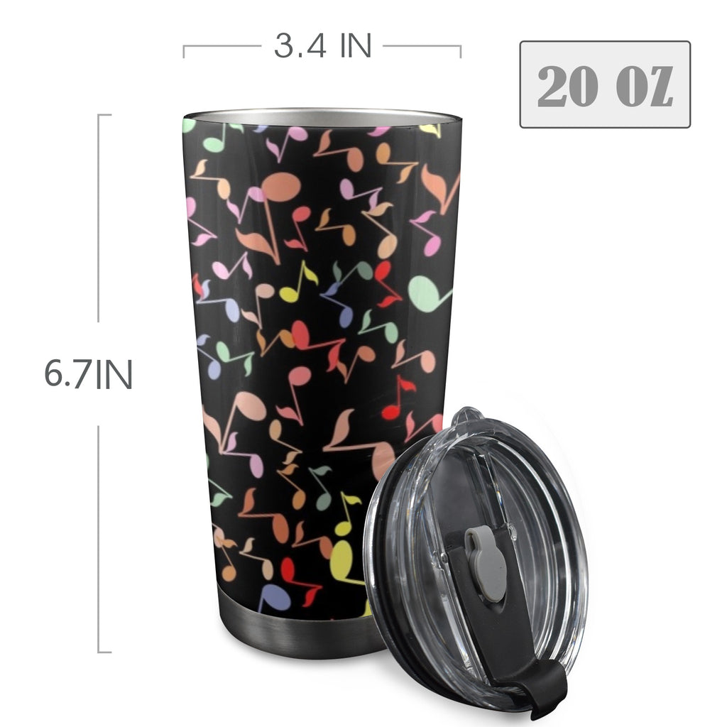 Quavers, Music Notes - 20oz Mobile Tumbler with Lid (Black Lock) 20oz Travel Mug Music Printed Offshore